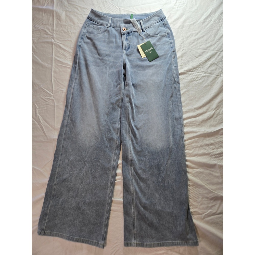 Halara Flex Denim Wide Leg Jeans Light Blue High Waisted Tall Size M NWT